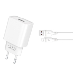 XO seinalaadija CE02D QC 3.0 18W 1x USB valge + Lightning kaabel