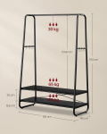 Riidepuu, garderoobialus, garderoob, 45x100x160 cm, vintagepruun, eebenipruun-mattmust