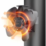 Puupliidi ventilaator, 4 labaga vaikne kaminaventilaator, kinnitatud torule, ahju ventilaator kamina/puupliidi/gaasi/pelletahju jaoks