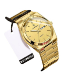 Elegantne Meeste Kvartskell Sile Roostevabast Terasest Rihmaga variant-101796, Auksinis