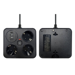 1tk EL Pistikupesa 3 Ava, T&auml;ielik L&uuml;liti, Valge 2m Pikenduskaabel 4 USB 1 T&uuml;&uuml;p-C Liidesega, Juoda