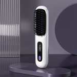 Kaasaskantav Juhtmevaba Juukse Sirgendaja Kamm, 3 Temperatuuri Seaded, USB Laetav., Baltas