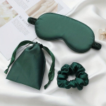 Kolmeosaline Siidist Une Maskide Komplekt koos Kokkusobiva Juuksekummiga , Žalia