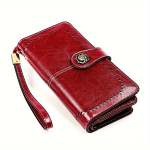 Naiste rahakott suur mahutavus ehtne nahk clutch., Burgundija