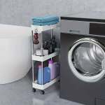 3-korruseline kitsas ratastega hoiuk&auml;ru, vannituppa ja k&ouml;&ouml;ki., Baltas