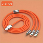 1tk Uus Kaasaskantav Kiirlaadimise USB Kaabel, V&auml;rvikas 3 &Uuml;hes Andmekaabel iPhone/Android Телефон., Oranžinė
