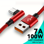 90 Kraadi USB C Kaabel Kiire Laadimine, Raudona
