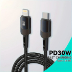 PD 30W Kiire Laadimine Lightning Kaabel, USB-C-Lightning, Juoda