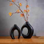 Kaheosaline Komplekt Boho Matid Lillevaasid Moodne Kodu Dekoratsioon., Snuggle Vase - juoda