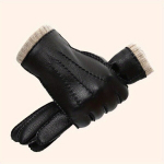 K&auml;sitsi Valmistatud Villased Nahkkindad Puuteekraaniga S&otilde;iduks ja Jalgrattas&otilde;iduks., L