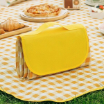 1tk Kerge Pikniku Matt: Niiskuskindel, Paksendatud ja Mugav Telkimiseks., Geltona ir balta tinklelis 200cm*150cm
