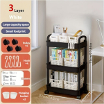 3-kihiline ratastega hoiukorv rippkorviga - lihtne kokkupanek, ideaalne kodu korrastamiseks, Trys juodos spalvos sluoksniai