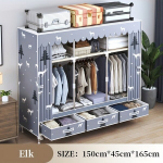 J&otilde;ulustiilis Riidekapp Terastorud Kestvad 6 Riiulit 3 Rippuvad Riided., Atnaujinimas-150CM-CTP1503-Elk
