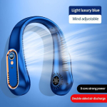 USB-laadimisega kaelariputatav jahutusventilaator, digitaalne kuvaga., Mėlyna