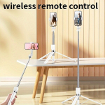 Selfie pulk (Selfie stick) Selfiepulk 170cm Teleskooppstatiiv Nutikas Puldiga Telefonile., Baltas