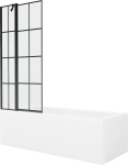 Vann Mexen Cubik viimistluse ja klaasseinaga, 150x70 cm + 80 cm, White+Black grid
