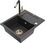 Graniidist k&ouml;&ouml;givalamu Mexen Enzo koos segisti ja sifooniga, Black granite+Black/Gold