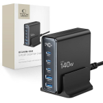 TECH-PROTECT DC140W-GAN 5-PORT DESKTOP CHARGER PD140W|QC3.0 BLACK