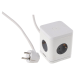 Kuubikukujuline pikendusjuhe 4 pesaga, USB-A/C, 1,5 m, valge/hall