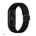 Rihm Xiaomi Mi Band 4 5 6 7 jaoks, Reguleeritav Elastne Nailon Punutud., Juoda