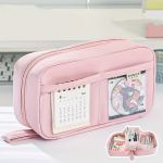 Suur Mahutavus Pliiatsikott, Mitmekihiline &Otilde;pilaste Kirjakott., Rožinis