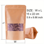 100tk Kraft Paber Kotid L&auml;bipaistva Akna, Isesulguvad Kotid, 15 * 22 cm / 5,9 * 8,66 colio
