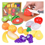 Plastikust puuvilja l&otilde;ikelaud + nuga k&ouml;&ouml;gi m&auml;ngukomplekt ZA5248