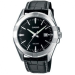 Meeste k&auml;ekell Casio nahkrihmaga, must sihverplaat TY53381