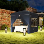 Outsunny vaatetorn 2.5x2.5m, vetth&uuml;lgav stabiilne talvekindel pop-up kokkupandav vaatetorn, UV kaitse 50+, kokkupandav peotelk aiamaja telk 4 k&uuml;lgpaneeliga koti aiamaja telkimiseks aias, tumesinine