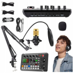 Stuudio mikrofonide kapatsitiivne + helikaardi mikser statiivikomplekt