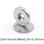 2tk N35 255-5mm Neod&uuml;&uuml;m Magnetid 25x5-5mm NdFeB 255 mm Auk 5mm &Uuml;mar S&uuml;vistatud Auk K&uuml;lmik