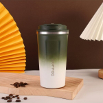 AIBEYOU 500ml Nutikas Temperatuuri N&auml;it Gradient Kohvitass - Lekkevaba, Isolatsiooniga Roostevaba Teras Reisitass V&auml;litingimusteks ja Autole., Žalias