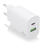 AISENS LAADIMISE ALA 20W 1XUSB-C PD3.0 1XUSB-A QC3.0 VALGE