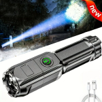 Ultra-ere Zoomiga LED Taskulamp - Usb Laetav, T&auml;iuslik Telkimiseks ja Kalastamiseks, Sisaldab 800mAh Liitiumakut, 1 vnt