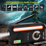 H&auml;daabiraadio, 2000 mAh ilmaraadio AM/FM/NOAA k&auml;siv&auml;ndaga raadio LED-taskulambiga, p&auml;ikesepaneel,