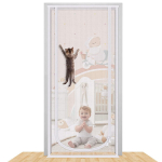 Kardin,Kassivastane uksekardin &ndash; Lemmikloomaekraaniga uks peatab s&auml;&auml;skede ja p&otilde;genemise,Valge marli valge kleebised-70x200cm-stiil:stiilA;