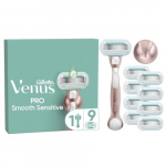 Komplekt Gillette Venus Deluxe Smooth Sensitive Rosegold naistele, raseerija + raseerimisterad, 9 tk.