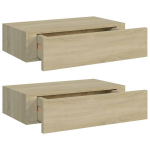 vidaXL sahtlitega seinariiulid, 2 tk, tamm, 40 x 23,5 x 10 cm MDF