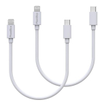 Partii 2 kaableid 20cm USB-C Lightning laadija valge iPhone 12 / 12 MINI / 12 PRO / 12 PRO MAX / 11 / 11 PRO / 11 PRO MAX / SE Phonillico