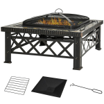 3-in-1 tulekauss, tulekorv, tulease s&auml;demekaitse, grillresti ja j&auml;&auml;mperi funktsiooniga, aiagrill, must, 76cm x 76cm x 47cm