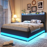 Pehmete k&uuml;lgedega voodi LED, USB, h&uuml;draulikaga, 140x200 cm, 1 tk