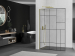 Mexen Kioto L walk-in du&scaron;isein 90 x 200 cm, must muster, kuldne harjatud - 800-090-103-55-78, 90 x 200 cm