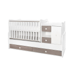 Muudetav lastevoodi Lorelli MiniMAX New, 60x120/72x190 cm, valge/kohvipruun