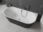 Mexen Oval vabaltseisev seinaveega vann 160 x 80 cm, valge/must, &uuml;levool gun metal - 52671608075-95