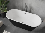 Mexen Flavia vaba seisuga vann 160 x 75 cm, valge/must, &uuml;levool gun gray harjatud - 54031608075-66, 160 x 75 cm