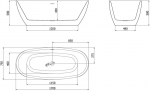 Mexen Luvo Slim vaba seisev vann 170 x 75 cm, valge, &uuml;levool harjatud nikkel - 52801707500-97