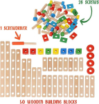 Puidust ehitusklotside komplekt 78 osa hariv lastele &mdash; montessori m&auml;nguasjad, klotsid poisile, t&ouml;&ouml;riistakomplekt lastele, stem m&auml;nguasjad, ehitusklotsid, kingitus 4 aastasele, motoorika m&auml;nguasjad