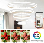 LED rippvalgusti modernne l&uuml;hter h&auml;mardatav 5 r&otilde;ngast valge 20-100cm &mdash; elutuba valgustus, puldiga lamp, s&ouml;&ouml;gilaua l&uuml;hter, magamistoa valgustus, valge ripplamp, reguleeritav led lamp, disainvalgustid