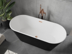 Mexen Flavia eraldiseisev vann 170 x 75 cm, valge/must, &uuml;levoolu roosa kuld - 54031708075-60, 170 x 75 cm