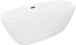 Mexen Luvo Slim vabalt seisev vann 170 x 75 cm, valge, must &uuml;levool - 52801707500-70, 170 x 75 cm